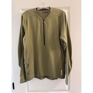 REI Co-op Men's 1/4 Zip Pullover Olive Green Medium Lightweight Hiking Shirt